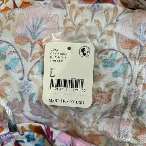 NWT Free People Women's Sasha Sweetheart-Neck Mini Dress Multi Floral Size L - Picture 7 of 8